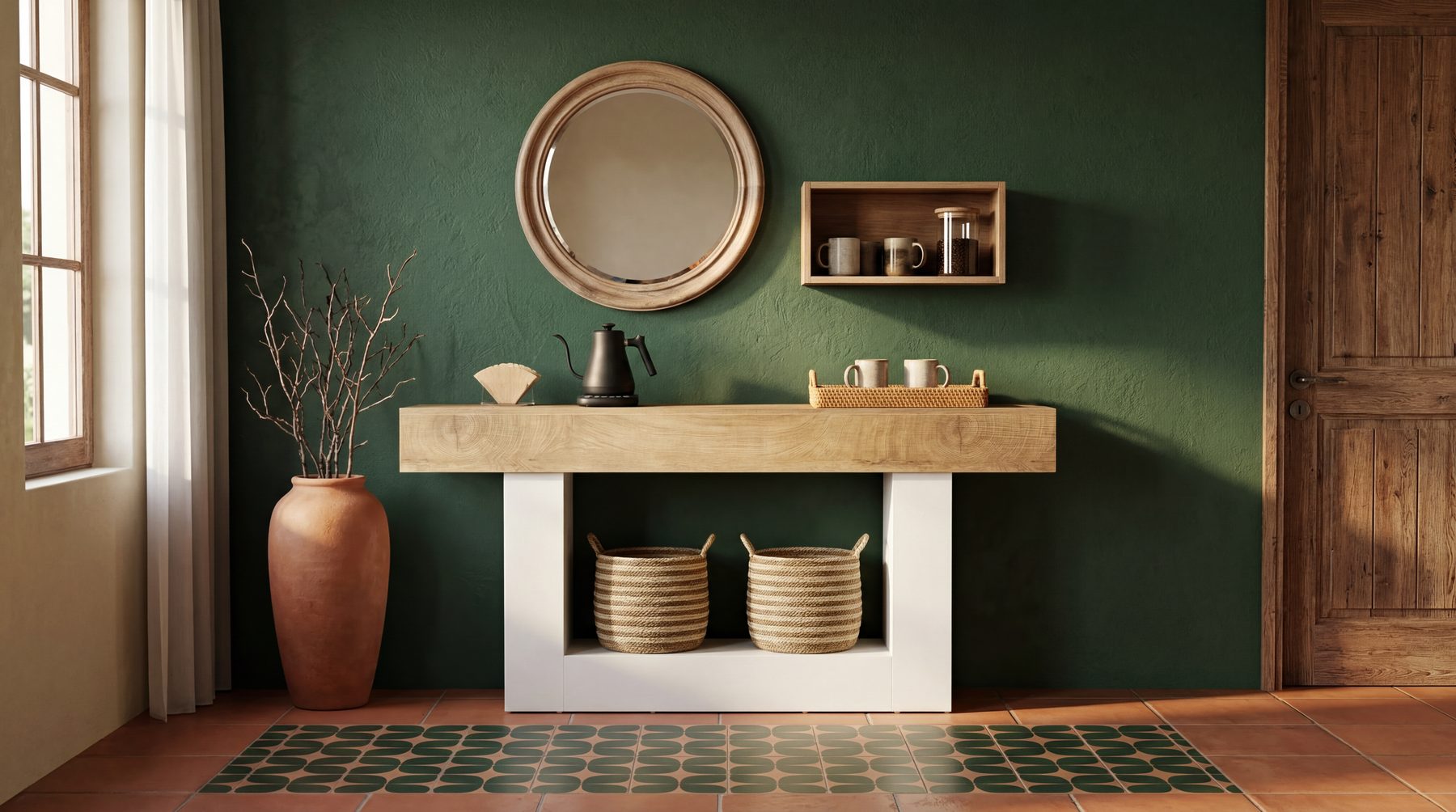 Entryway and coffee bar